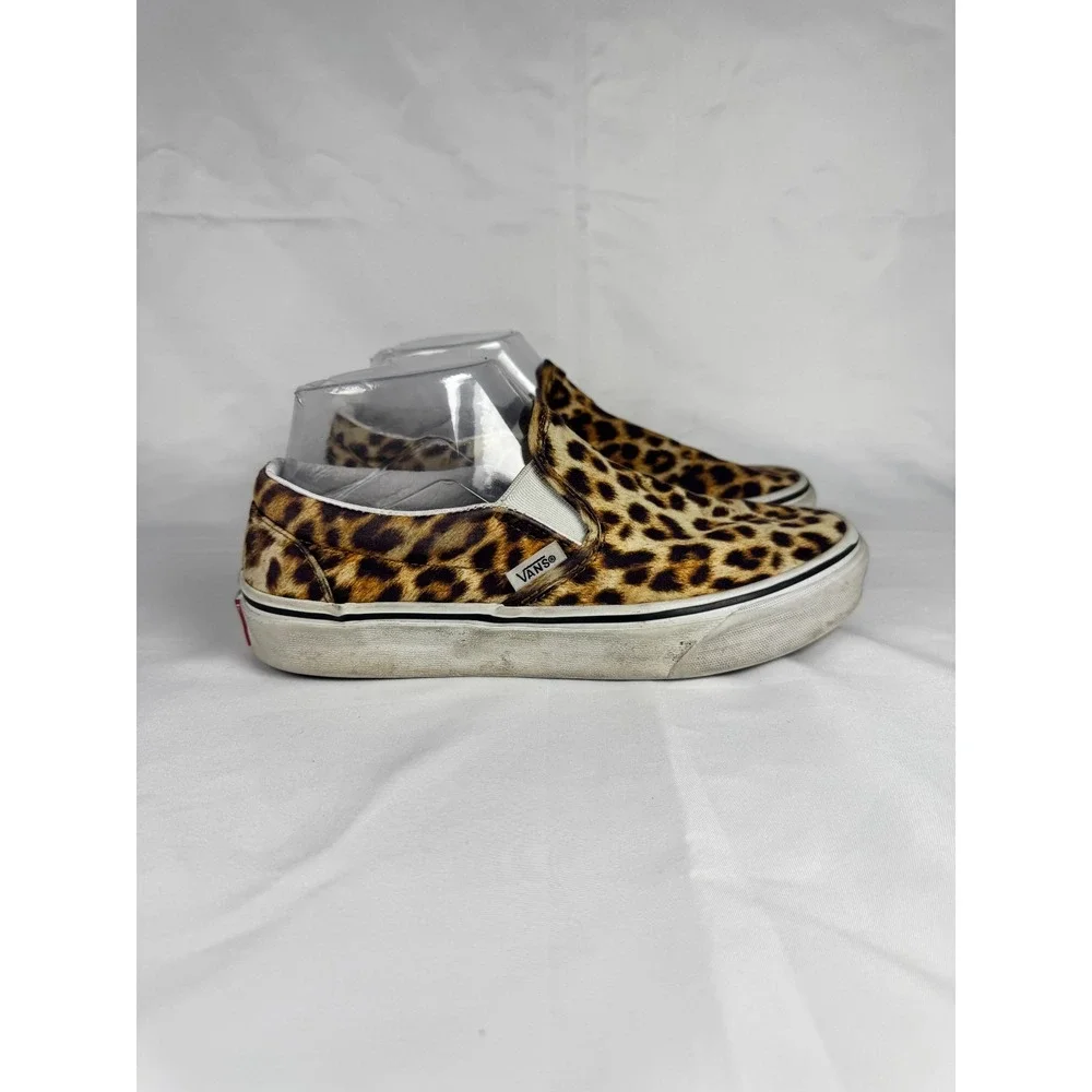 Vans Classic Slip On Unisex W7/M5.5 Sneaker Brown Leopard Athletic Skate Shoes